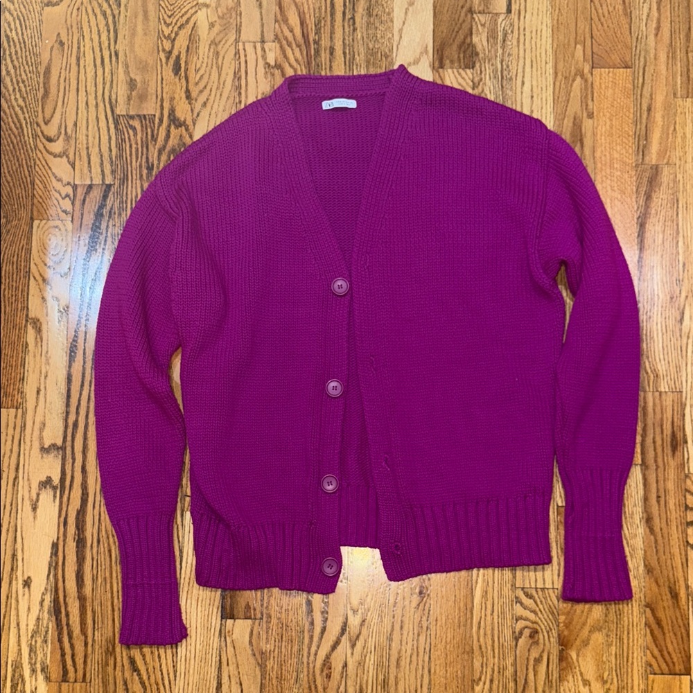 Zara Fuchsia Cardigan Sweater
